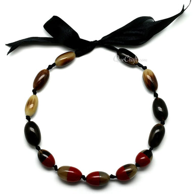 Horn & Lacquer Beaded Necklace #4465 - HORN JEWELRY