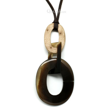Horn & Leather Pendant #11509 - HORN JEWELRY