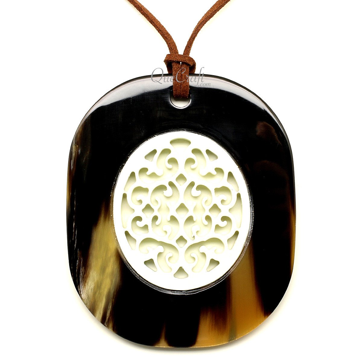 Horn & Lacquer Pendant #12259 - HORN JEWELRY