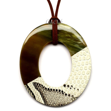 Horn & Leather Pendant #12450 - HORN JEWELRY