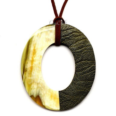 Horn & Leather Pendant #12451 - HORN JEWELRY