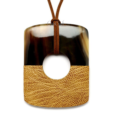 Horn & Leather Pendant #12453 - HORN JEWELRY