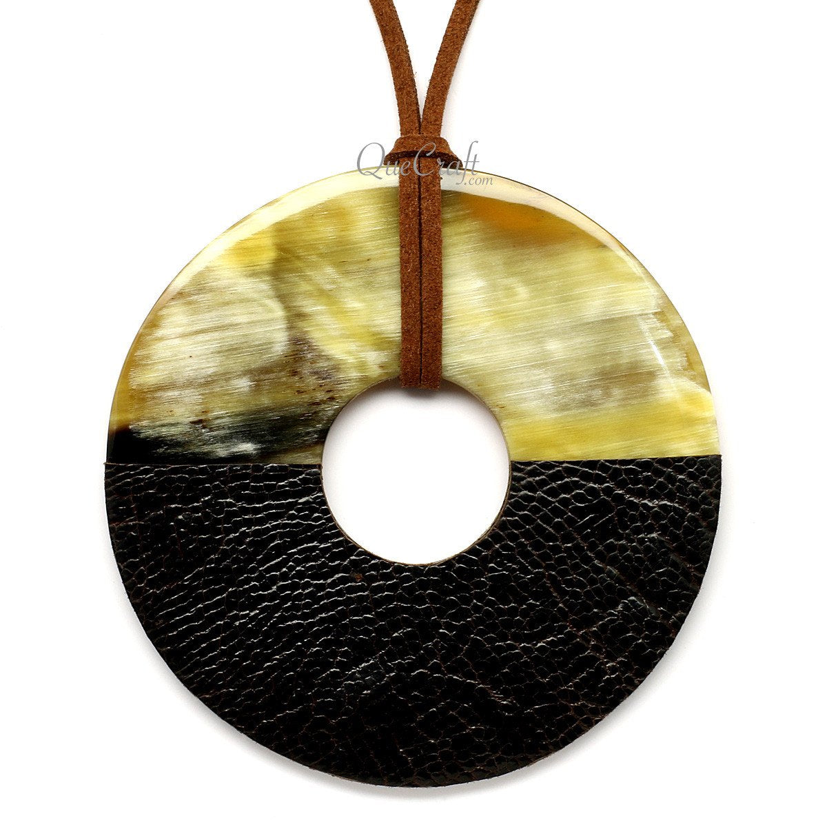Horn & Leather Pendant #12454 - HORN JEWELRY