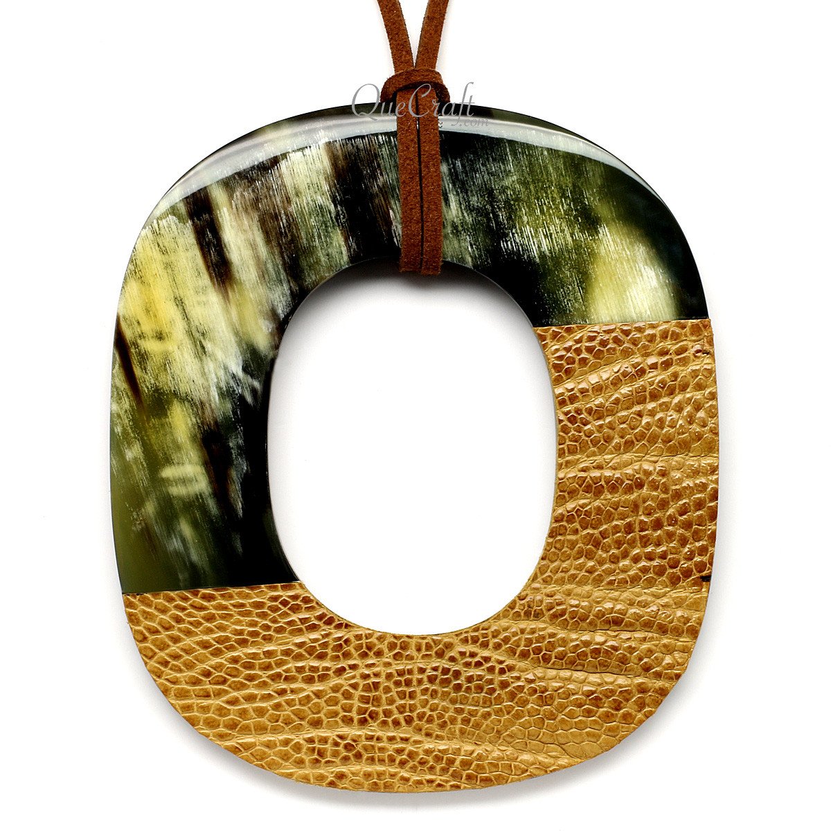 Horn & Leather Pendant #12455 - HORN JEWELRY