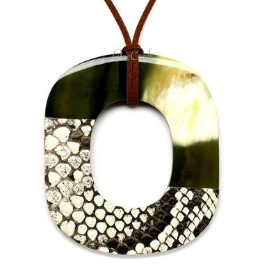 Horn & Leather Pendant #12456 - HORN JEWELRY