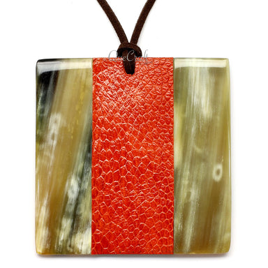 Horn & Leather Pendant #12475 - HORN JEWELRY