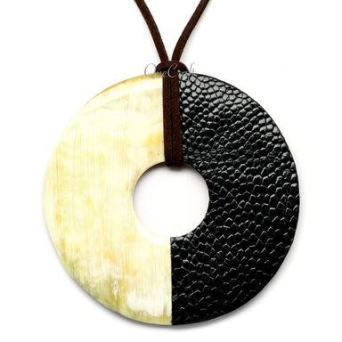 Horn & Leather Pendant #12481 - HORN JEWELRY