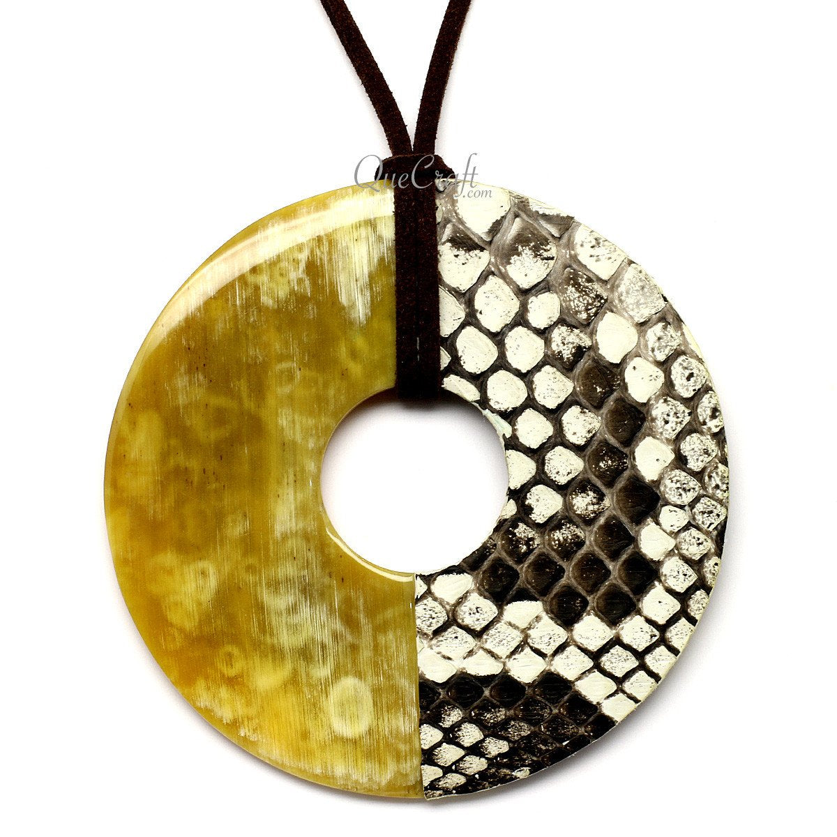 Horn & Leather Pendant #12484 - HORN JEWELRY