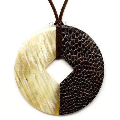 Horn & Leather Pendant #12487 - HORN JEWELRY