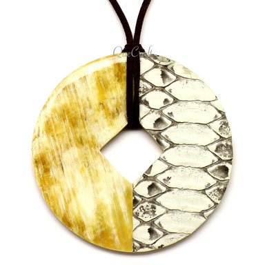 Horn & Leather Pendant #12488 - HORN JEWELRY