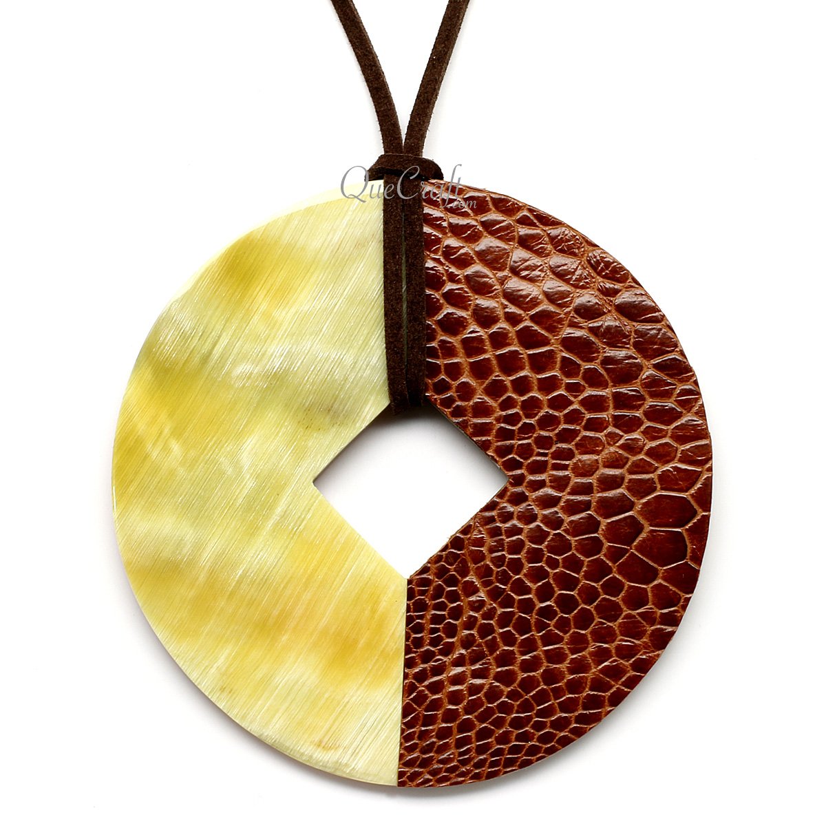 Horn & Leather Pendant #12491 - HORN JEWELRY