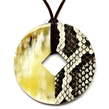 Horn & Leather Pendant #12492 - HORN JEWELRY