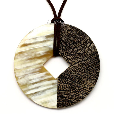 Horn & Leather Pendant #12495 - HORN JEWELRY