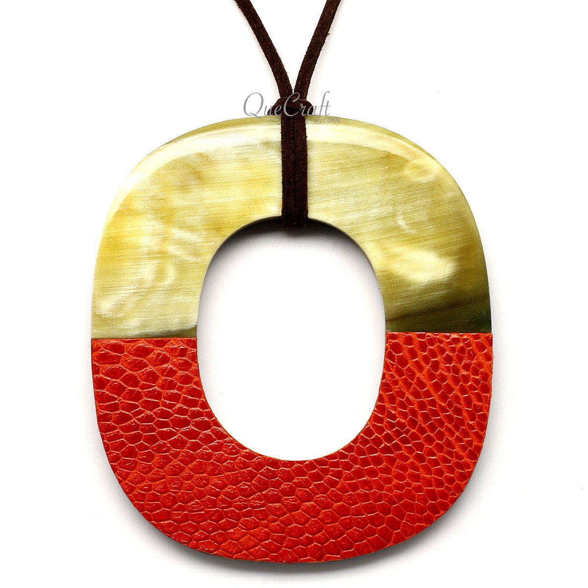 Horn & Leather Pendant #12498 - HORN JEWELRY