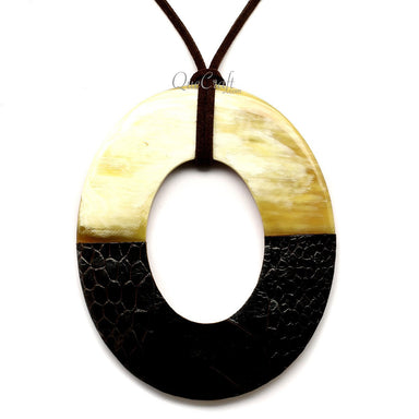 Horn & Leather Pendant #12505 - HORN JEWELRY