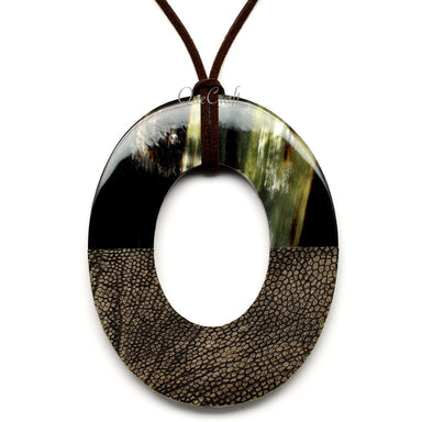 Horn & Leather Pendant #12506 - HORN JEWELRY