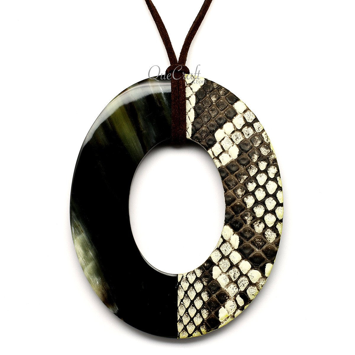 Horn & Leather Pendant #12509 - HORN JEWELRY