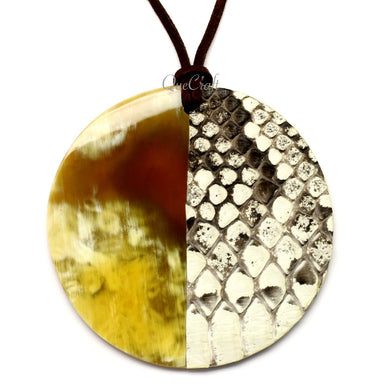Horn & Leather Pendant #12511 - HORN JEWELRY