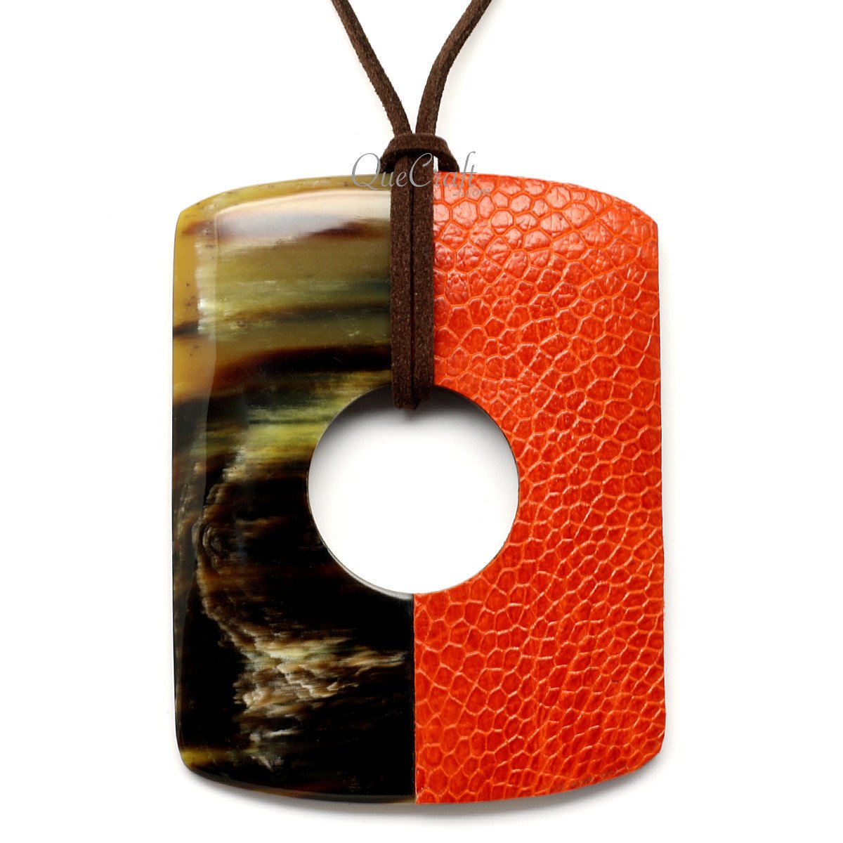 Horn & Leather Pendant #12517 - HORN JEWELRY