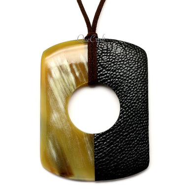 Horn & Leather Pendant #12518 - HORN JEWELRY