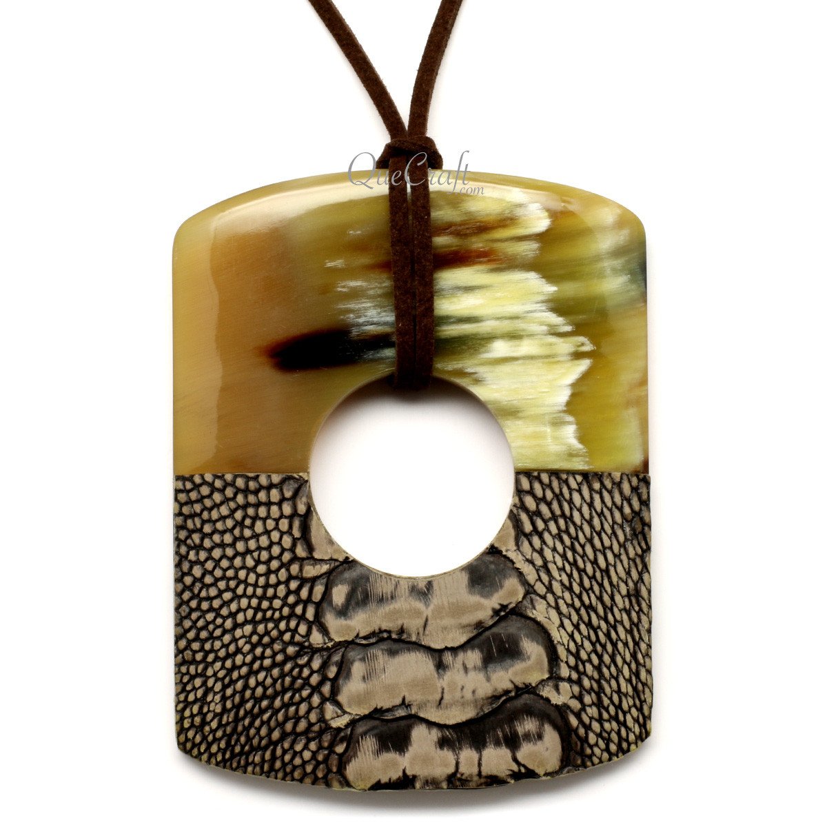 Horn & Leather Pendant #12519 - HORN JEWELRY