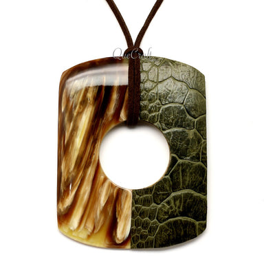 Horn & Leather Pendant #12520 - HORN JEWELRY