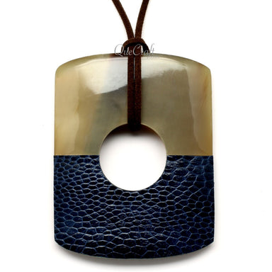 Horn & Leather Pendant #12522 - HORN JEWELRY