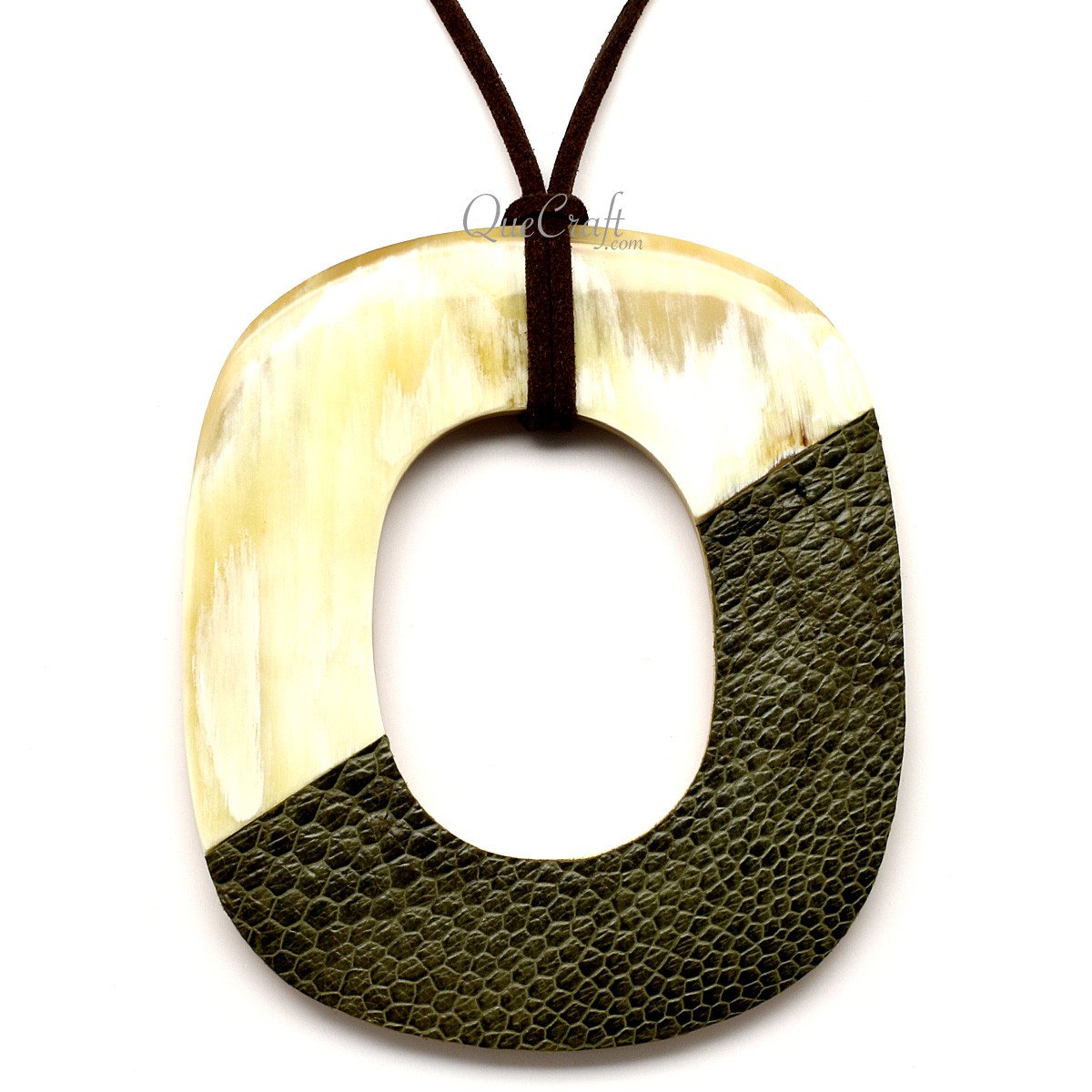 Horn & Leather Pendant #12524 - HORN JEWELRY
