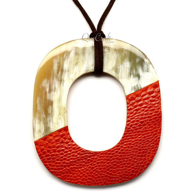 Horn & Leather Pendant #12525 - HORN JEWELRY