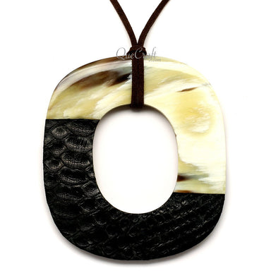 Horn & Leather Pendant #12527 - HORN JEWELRY