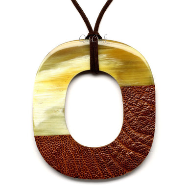 Horn & Leather Pendant #12528 - HORN JEWELRY