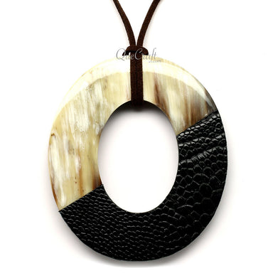 Horn & Leather Pendant #12531 - HORN JEWELRY
