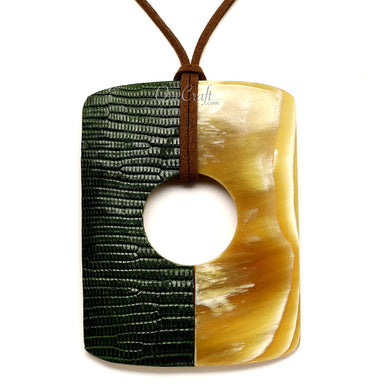 Horn & Leather Pendant #12638 - HORN JEWELRY