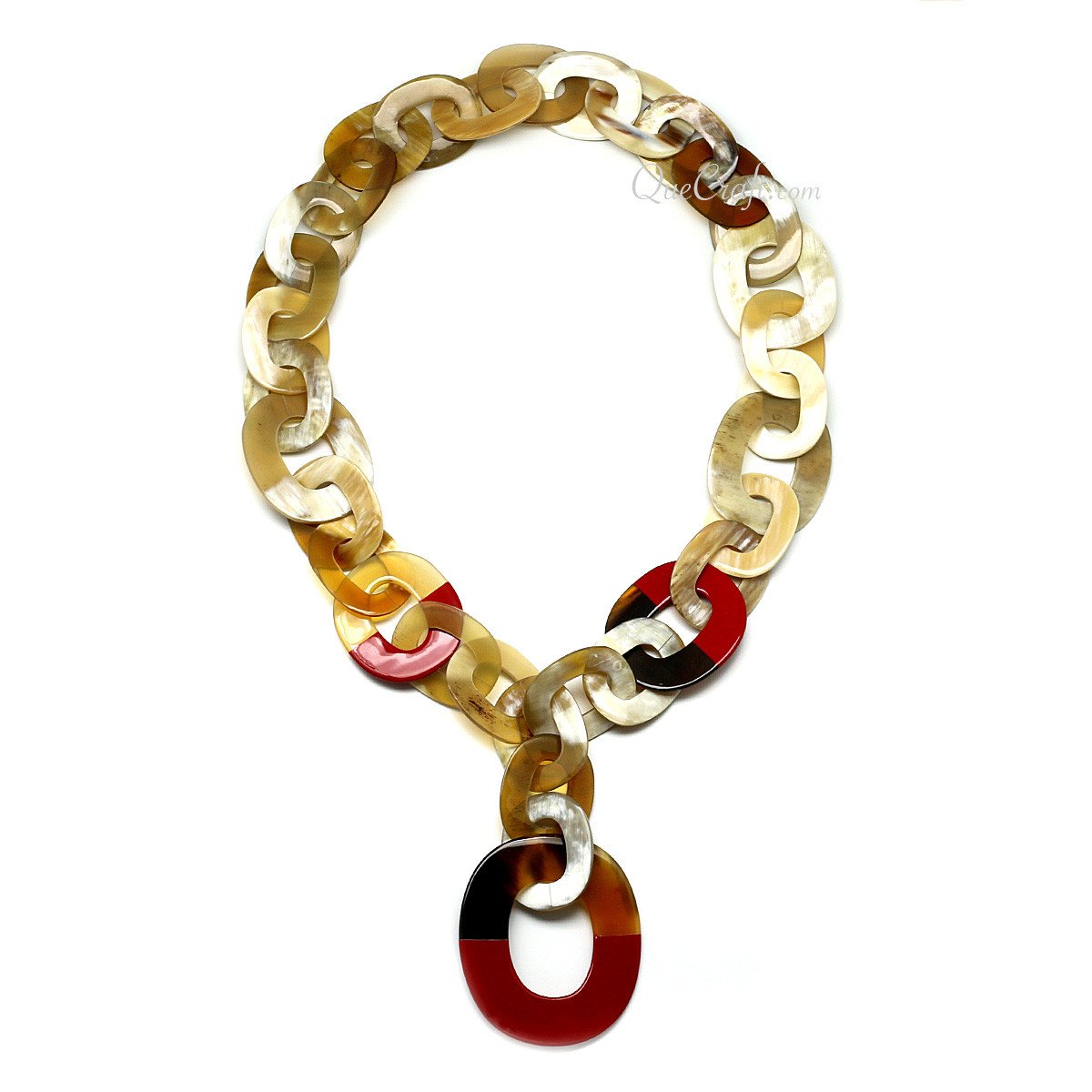 Horn & Lacquer Chain Necklace #11280 - HORN JEWELRY