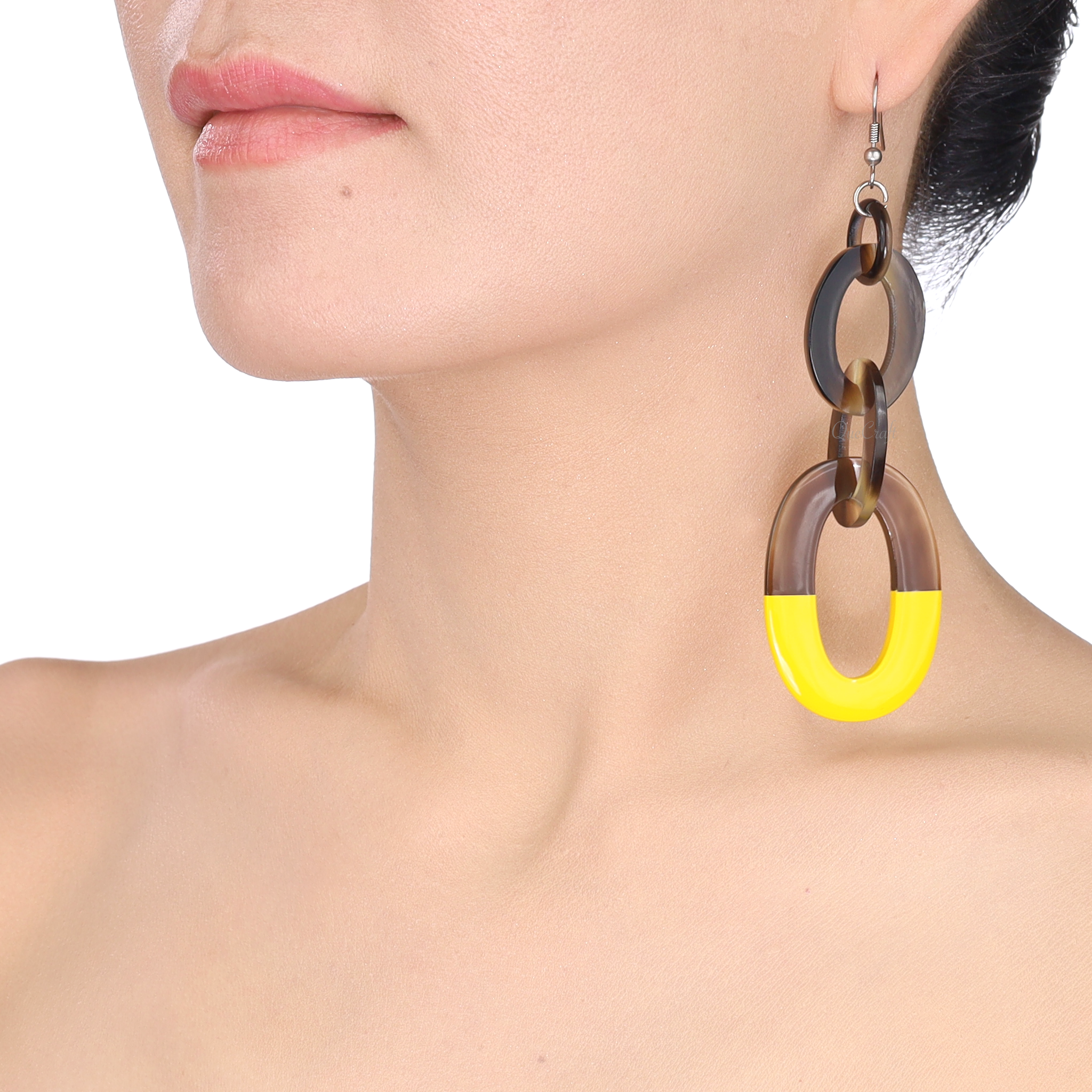 Horn & Lacquer Earrings #13875 - HORN JEWELRY
