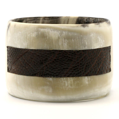 Horn & Leather Bangle Bracelet  #9443 - HORN JEWELRY